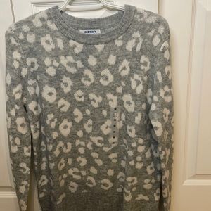gray, cheetah print sweater